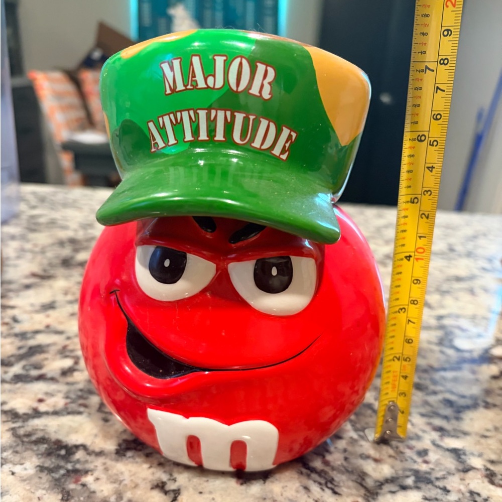 Red M&M with Green Cap cookie jar